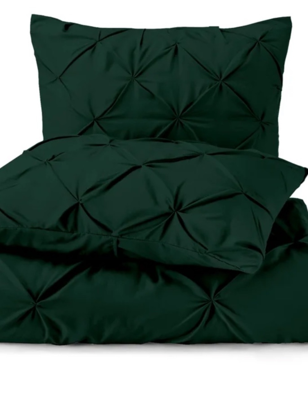 King Size Pintuck Duvet Set in Deep Green